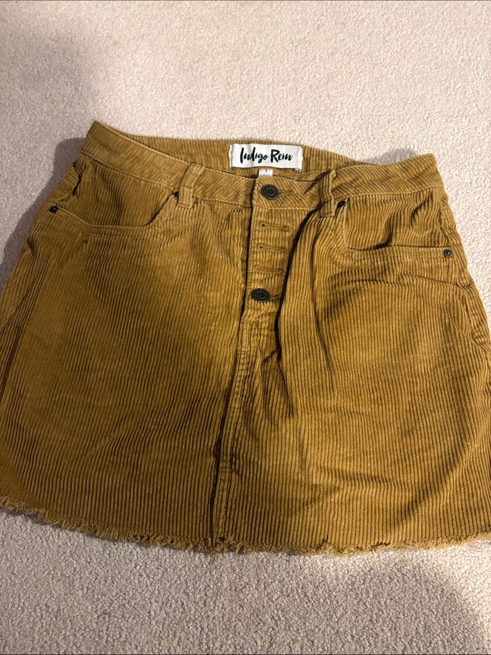 Indigo Rein Corduroy Mini Skirt in Mustard Yellow